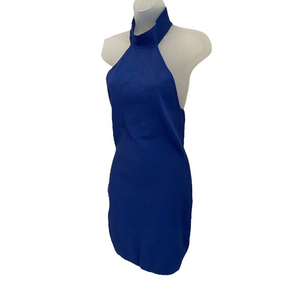 By The Way Medium Halter Bodycon Dress Blue Ribbed Mini Short Club - Picture 8 of 9